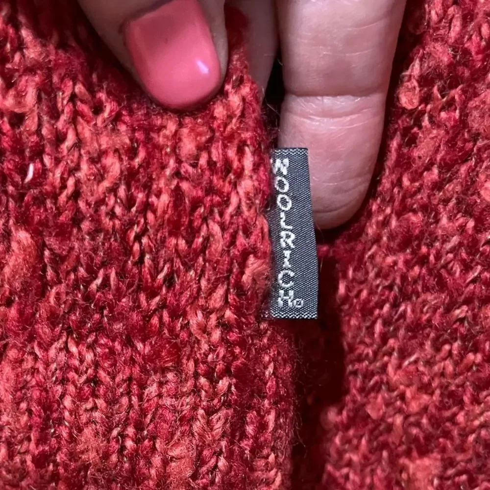 WOOLRICH Long Sleeve 1/4 Zip Pullover Acrylic Wool Red Women’s Size XL
